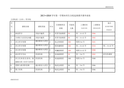 2015—2016学年第一学期本科生全校选修课开课申请表 .doc