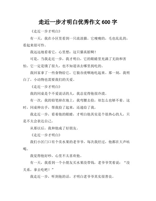 走近一步才明白优秀作文600字