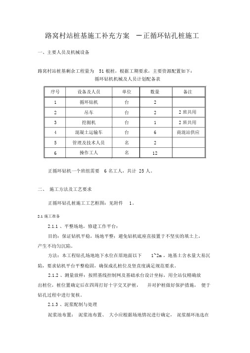 桩基施工补充方案 正循环