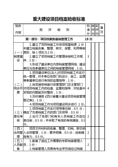 档案验收标准