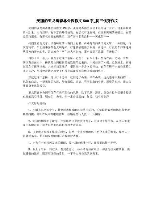 美丽的亚龙湾森林公园作文500字_初三优秀作文