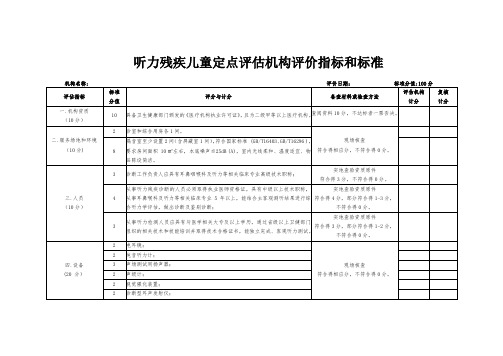 听力残疾儿童定点机构评价指标和标准