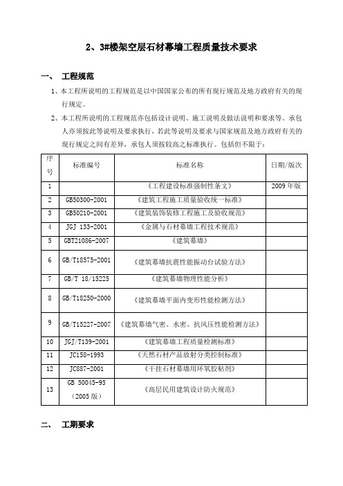 架空层石材幕墙-技术要求