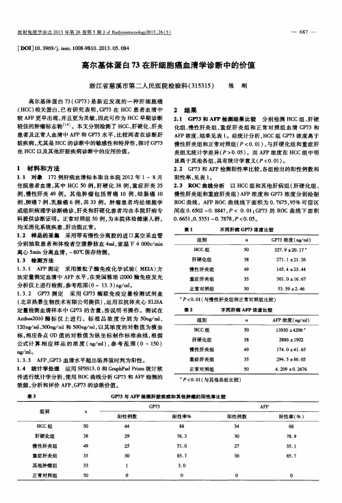 高尔基体蛋白73在肝细胞癌血清学诊断中的价值