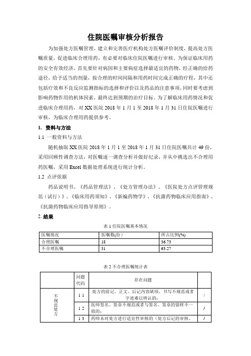 住院医嘱审核总结报告