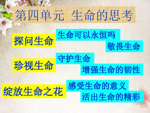 人教版道德与法治七年级上册第四单元生命的思考期末复习课件电子版本