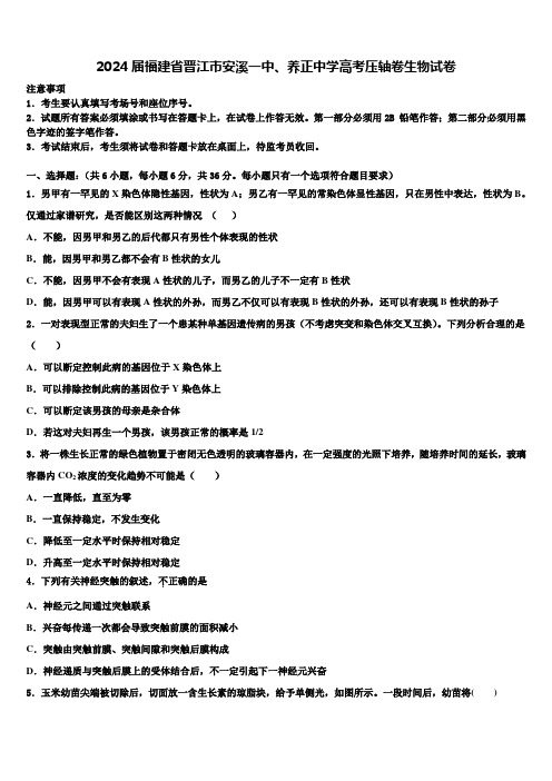 2024届福建省晋江市安溪一中、养正中学高考压轴卷生物试卷含解析