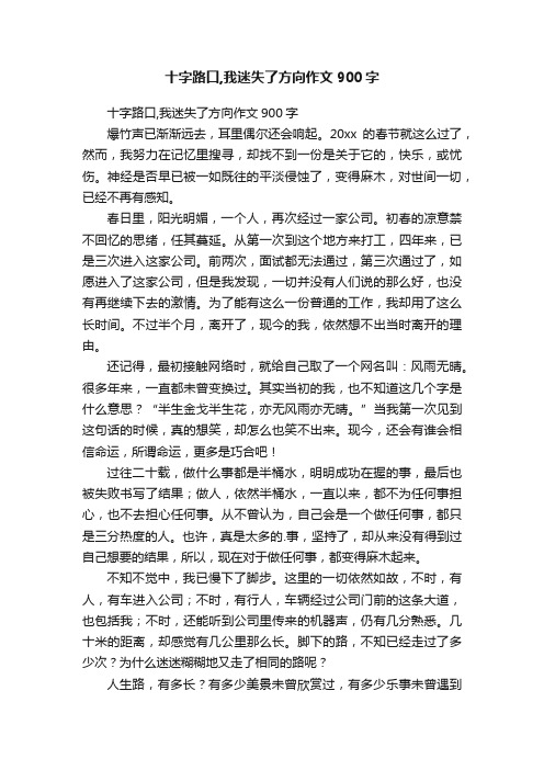 十字路口,我迷失了方向作文900字