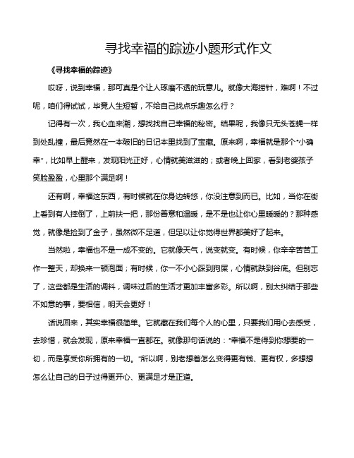 寻找幸福的踪迹小题形式作文