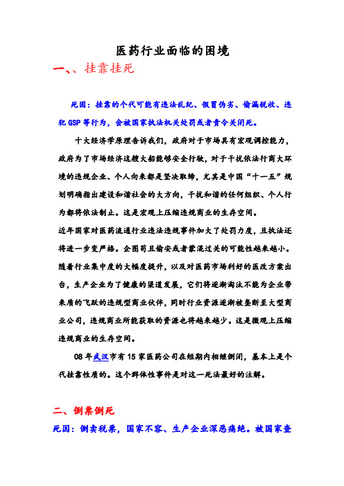 医药行业面临的困境
