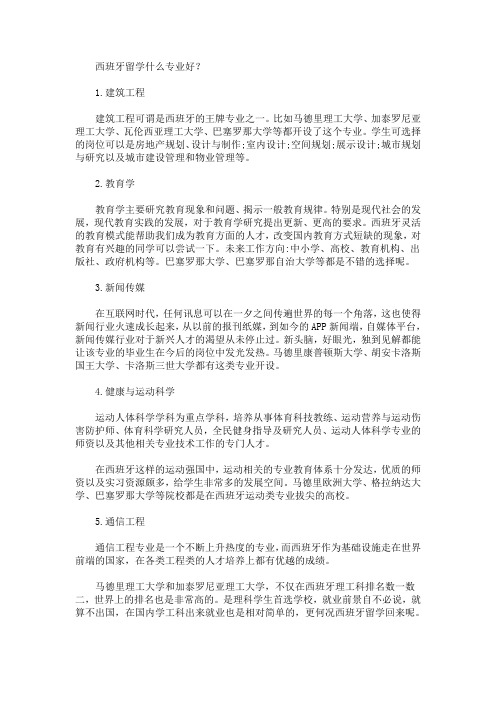 西班牙留学什么专业好(最新)