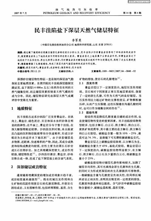 民丰洼陷盐下深层天然气储层特征