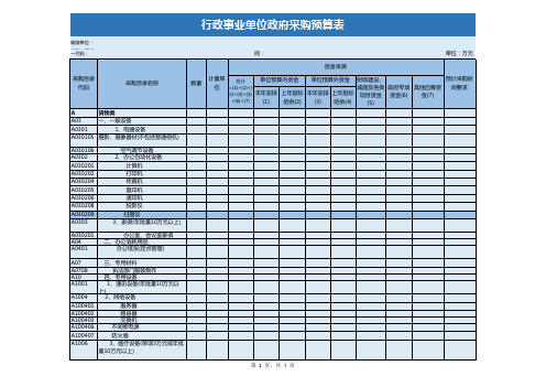 行政事业单位政府采购预算表