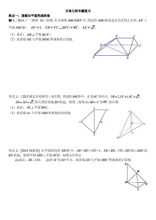 立体几何典型例题精选(含答案)