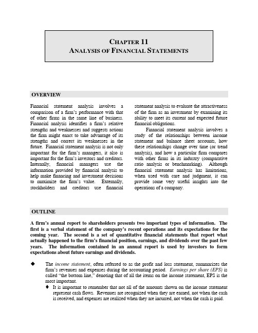 ANALYSIS OF FINANCIAL STATEMENTS