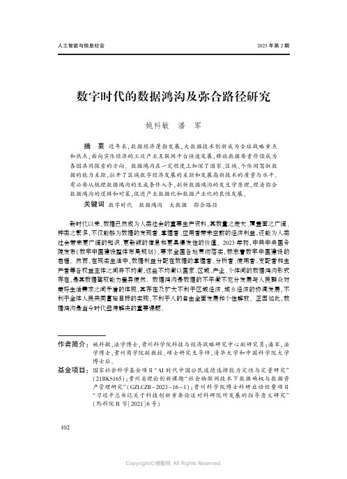 数字时代的数据鸿沟及弥合路径研究