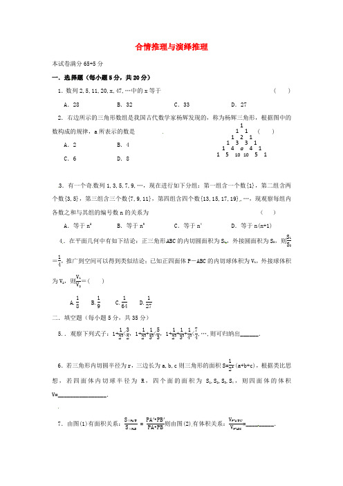 山西省忻州市2016-2017学年高中数学 第二章 推理与证明 2.1 合情推理与演绎推理测标题(无