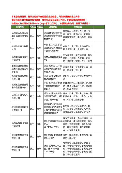 新版浙江省杭州百叶帘工商企业公司商家名录名单联系方式大全39家