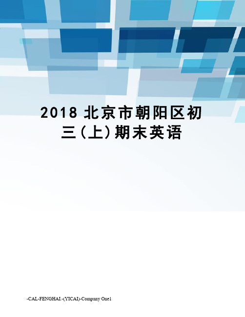 2018北京市朝阳区初三(上)期末英语