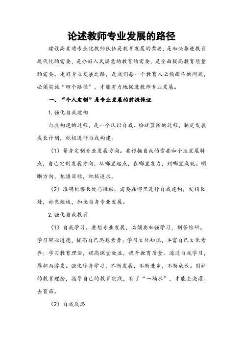 论述教师专业发展的路径。