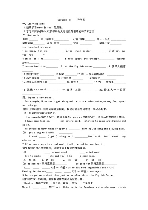 八年级英语Unit5 Topic 3 Section  B     导学案