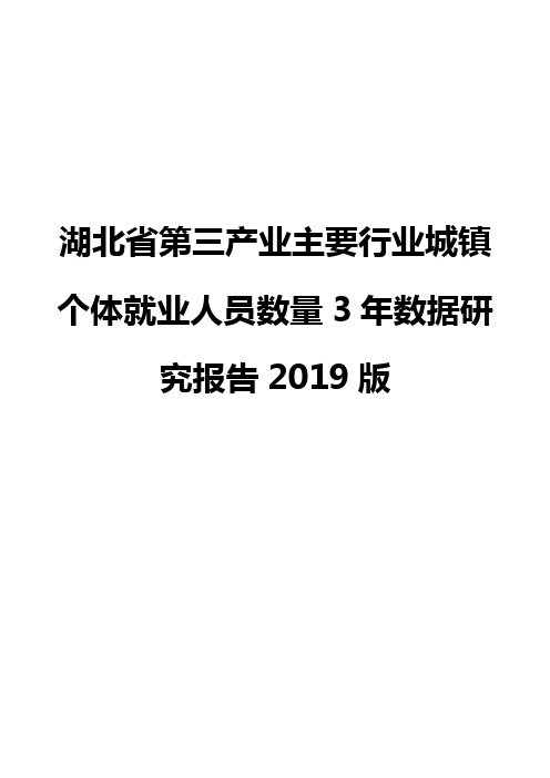 湖北省第三产业主要行业城镇个体就业人员数量3年数据研究报告2019版