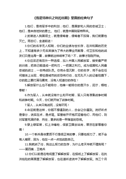 《我是特种兵之利刃出鞘》里面的经典句子