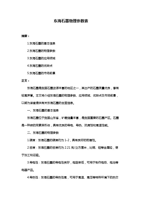 东海石墨物理参数表