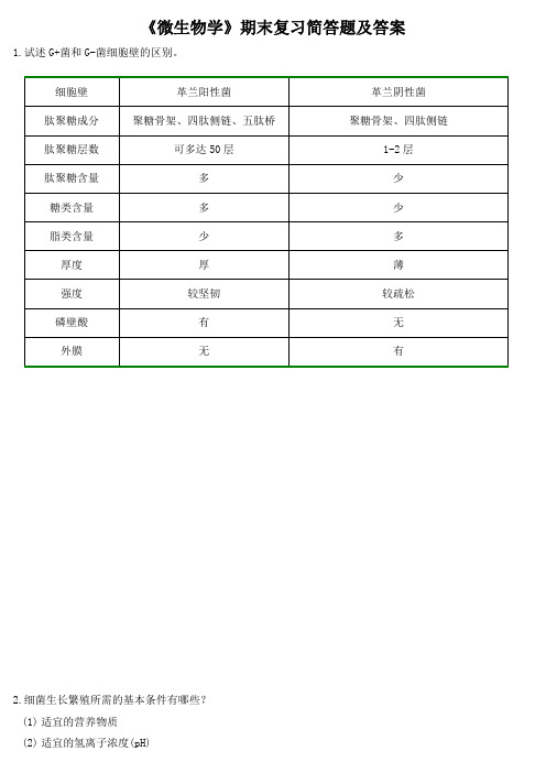 《微生物学》期末复习简答题及答案