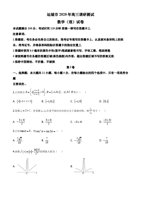 2020届山西省运城市高三调研测试(第一次模拟)数学(理)试题
