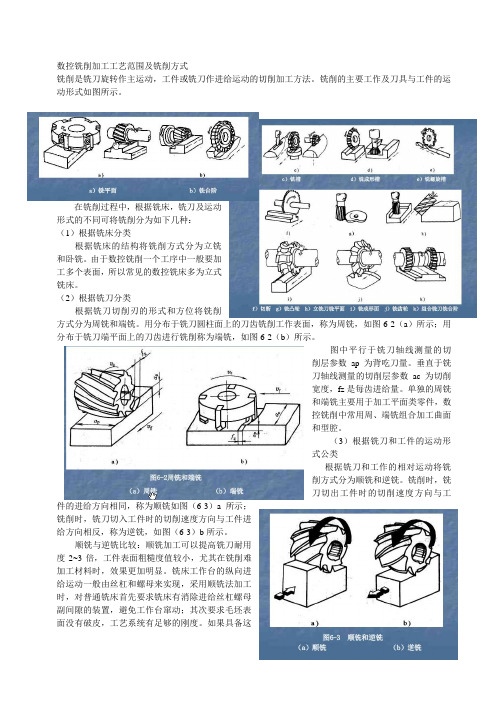 数控铣削加工工艺范围及铣削方式