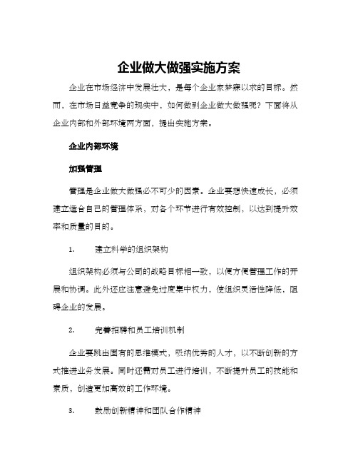 企业做大做强实施方案