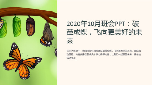 2020年10月班会PPT:破茧成蝶,飞向更美好的未来