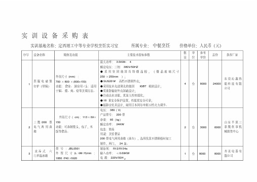 烹饪专业中央实训设备采购表1