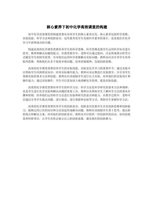 核心素养下初中化学高效课堂的构建