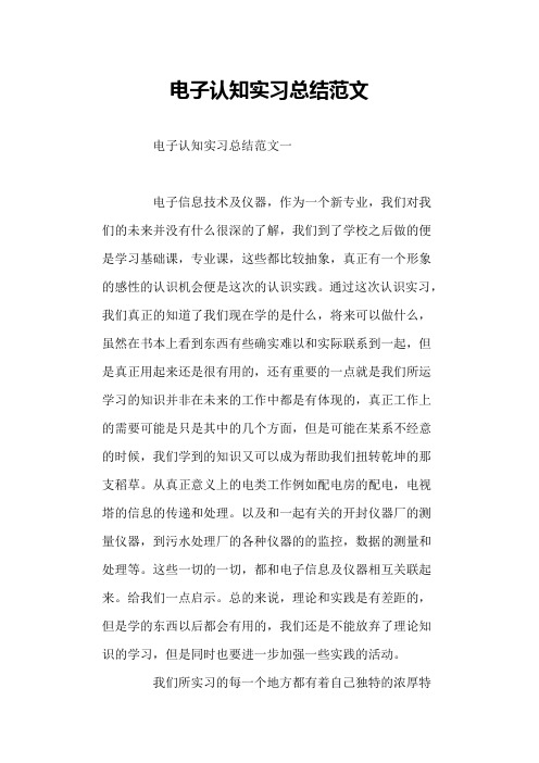 电子认知实习总结范文