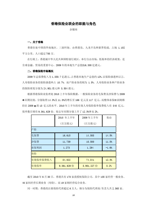 香港保险业联会的职能与角色