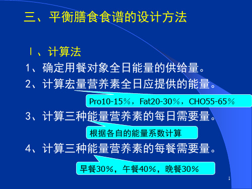 营养食谱的设计与评价-计算法举例