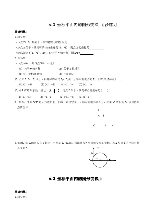 最新浙教版数学八年级上浙教版6.3坐标平面内的图形变换同步练习