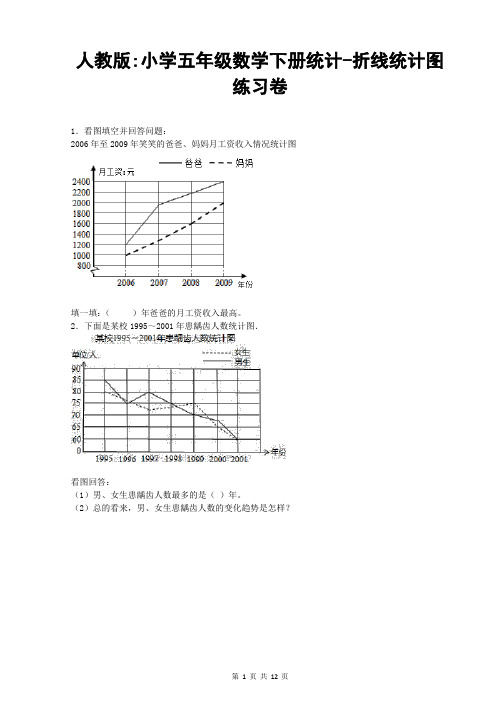 人教版：五年级数学下册统计-折线统计图 练习卷