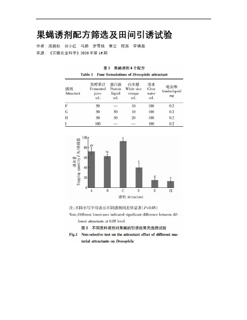 果蝇诱剂配方筛选及田间引诱试验