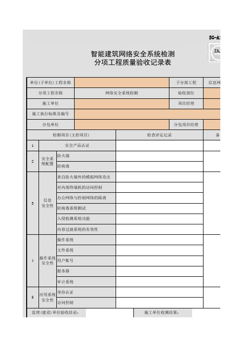 SG-A124_智能建筑网络安全系统检测分项工程质量验收记录表