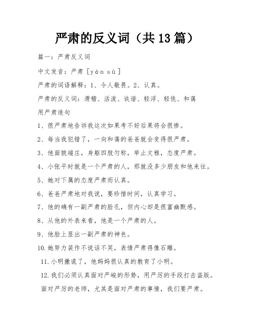 严肃的反义词(共13篇)