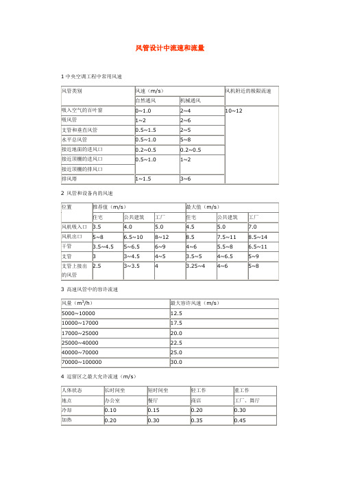 风管设计中流速和流量