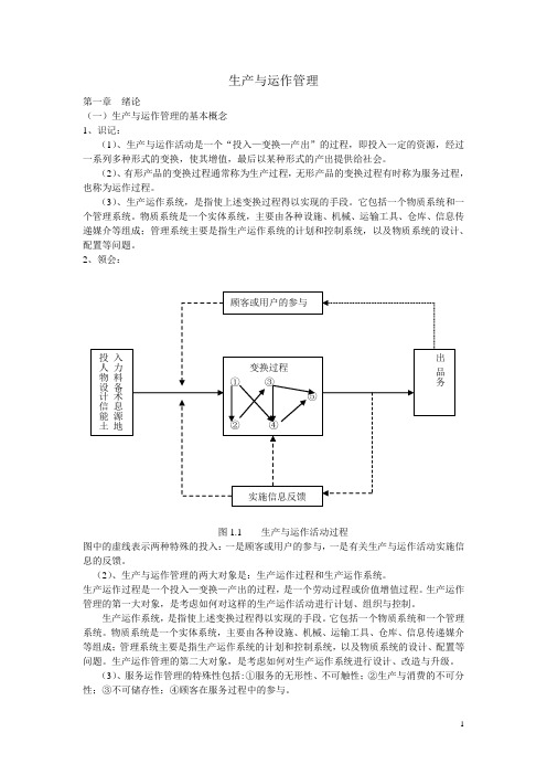 江苏自考 生产与运作管理复习笔记