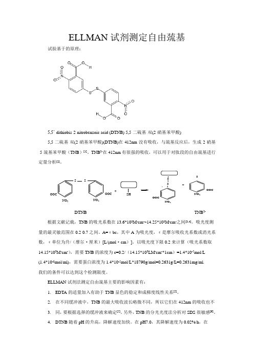 ELLMAN试剂法测定自由巯基和二硫键