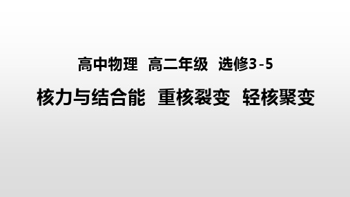 高二物理  核力与结合能 重核裂变 轻核聚变