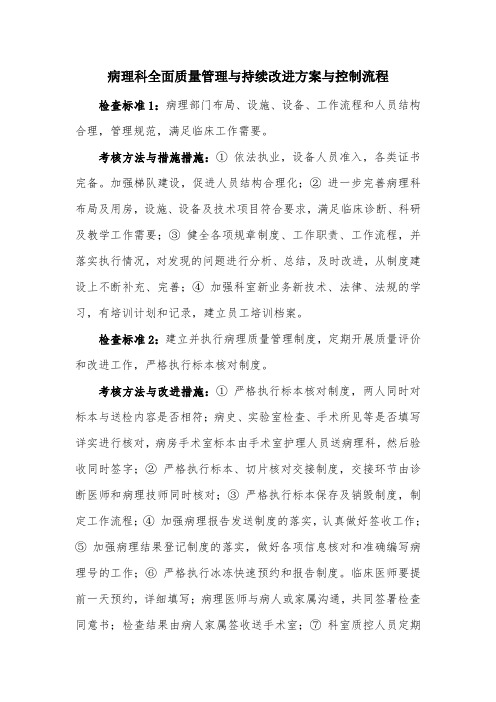 病理科全面质量管理与持续改进方案与控制流程