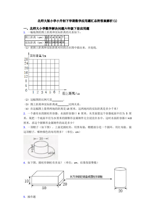 北师大版小学小升初下学期数学应用题汇总附答案解析(1)