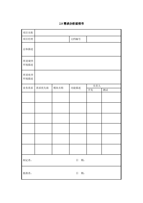 PMP资料需求分析说明书